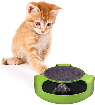 Cat toy rotating mouse and scraper