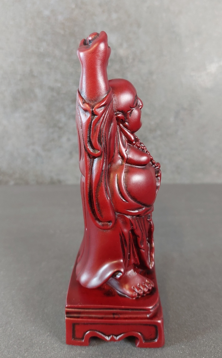 Stående Happy (Skrattande) Buddha Röd, 14.5cm - 2