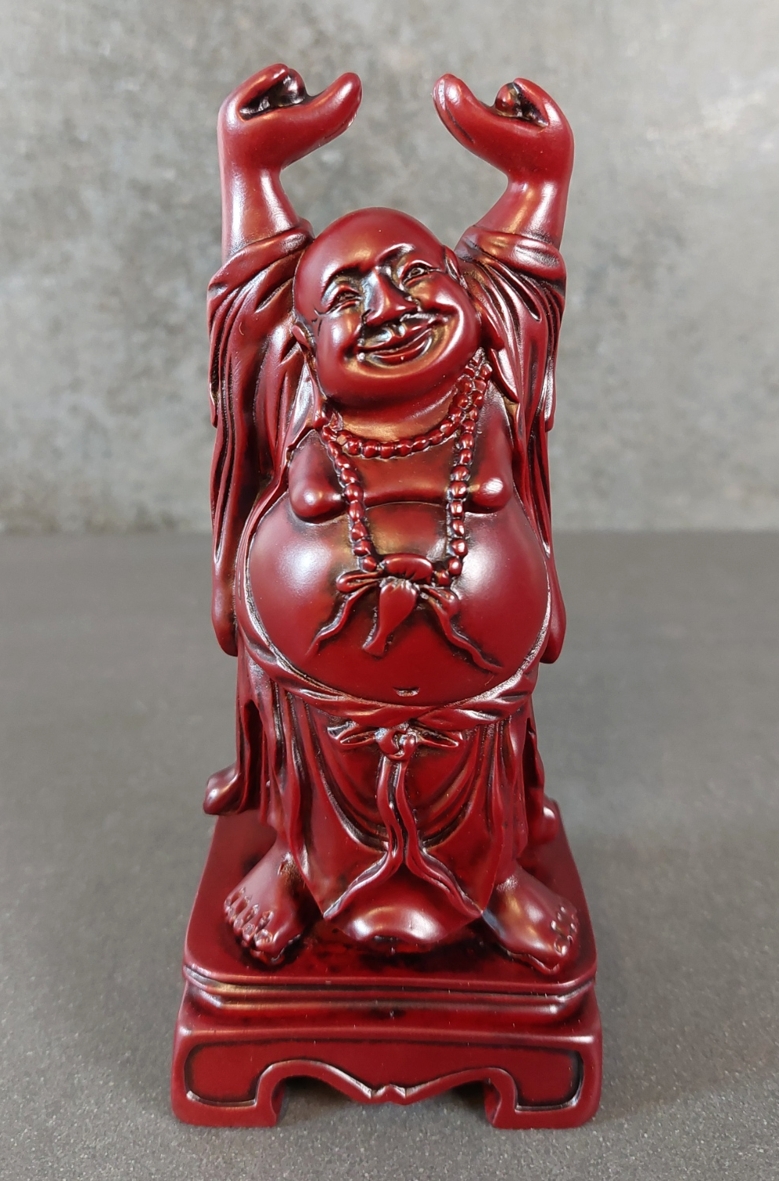 Stående Happy (Skrattande) Buddha Röd, 14.5cm