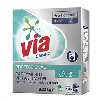 Via Professional White Sensitive+  Oparfymerad 8,32kg