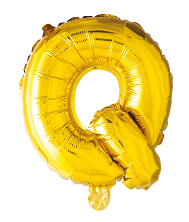 Ballong med bokstav, guldfärgad - Q