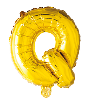 Ballong med bokstav, guldfärgad - Q