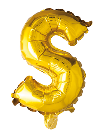 Ballong med bokstav, guldfärgad - S
