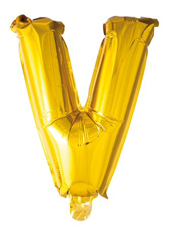 Ballong med bokstav, guldfärgad - V