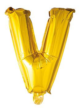 Ballong med bokstav, guldfärgad - V
