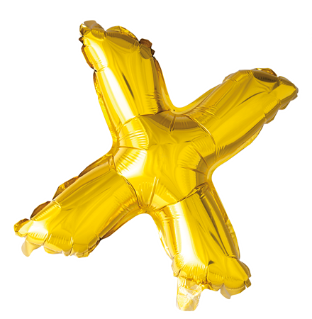 Ballong med bokstav, guldfärgad - X