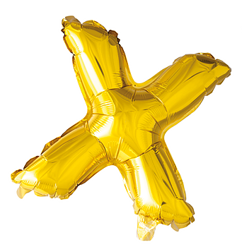 Ballong med bokstav, guldfärgad - X