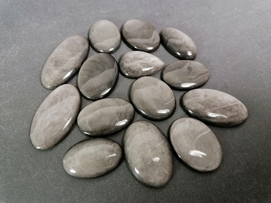 Silver Sheen Obsidian Cabochon - AA+ kvalitet