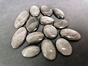 Silver Sheen Obsidian Cabochon - AA+ kvalitet