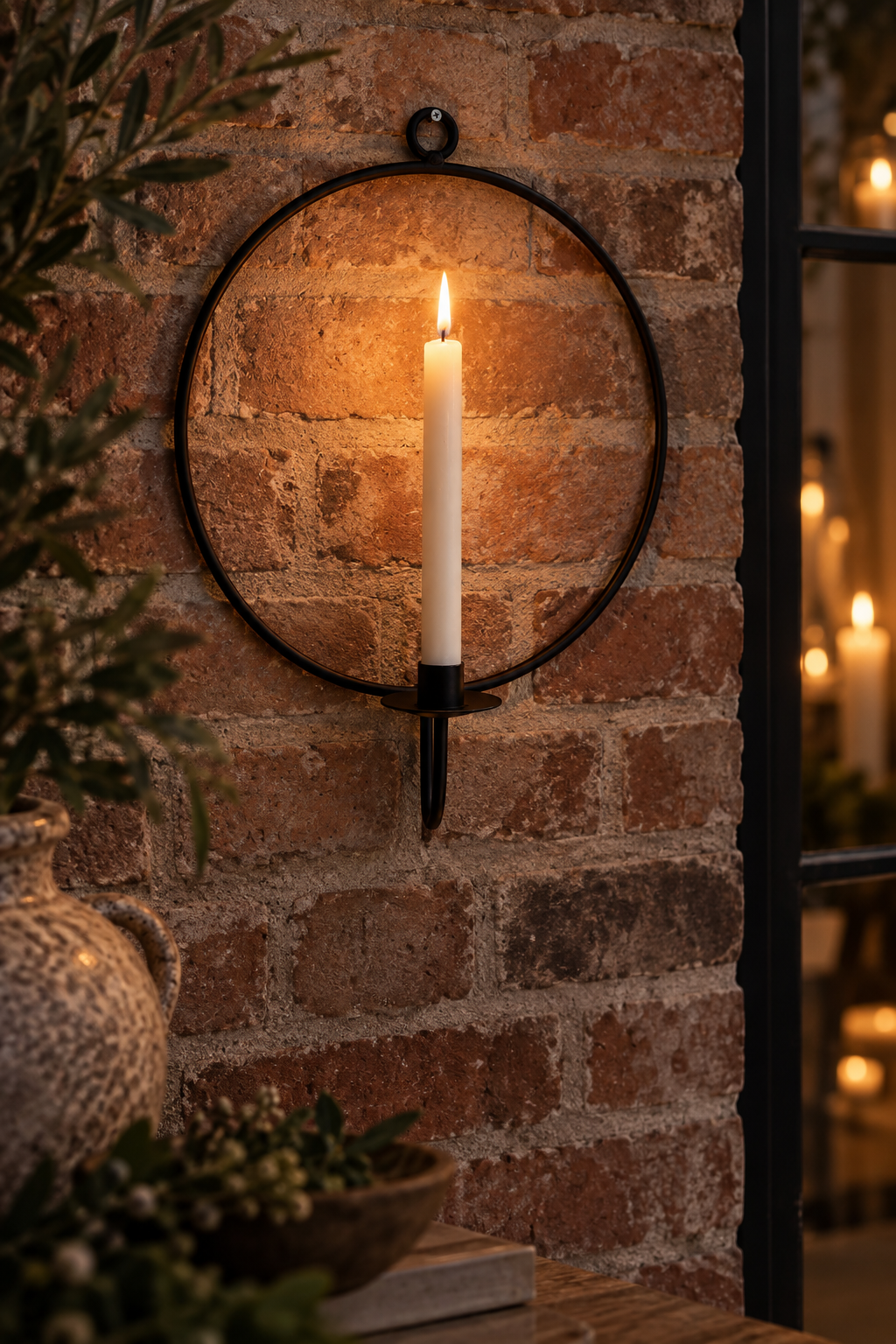 Iron wall candle ring - Wall candle holder Black Ø 36 cm - 2