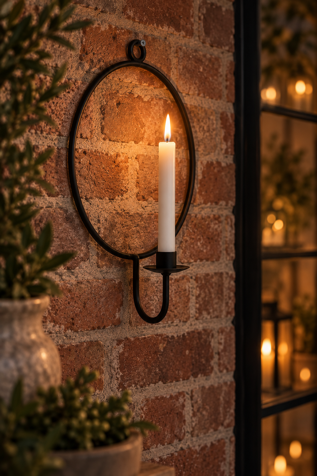 Iron wall candle ring - Wall candle holder Black Ø 36 cm - 3