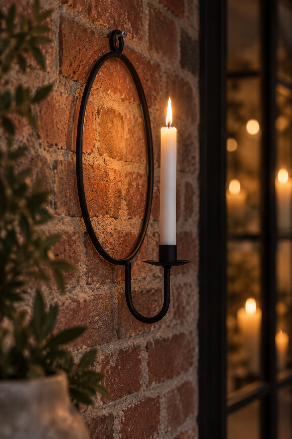 Iron wall candle ring - Wall candle holder Black Ø 36 cm - 4
