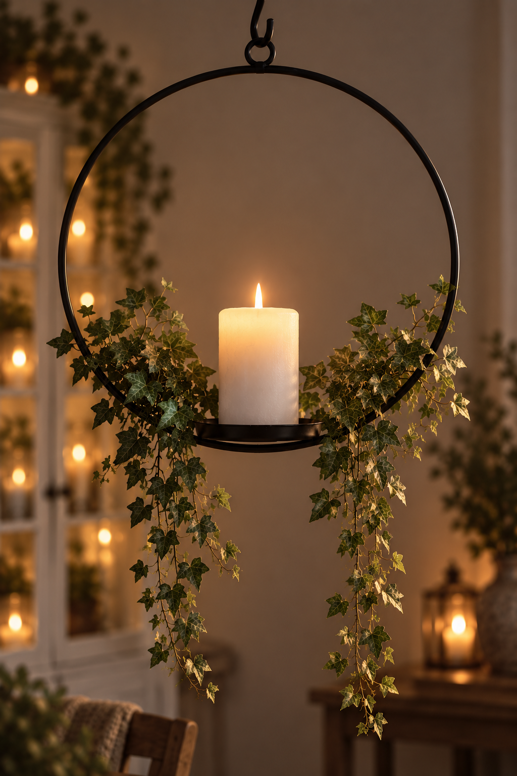 Light ring for block candles or pots, incl. hanging mechanism - Ø 45 cm