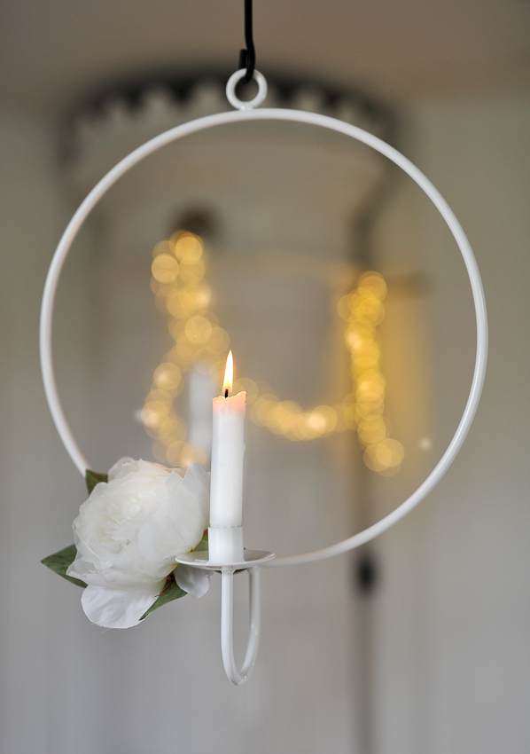 Iron candle ring for wall - Wall candle holder - White - Ø 36 cm - 2