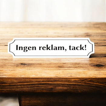 Ingen reklam, tack, klassisk design Gravyr