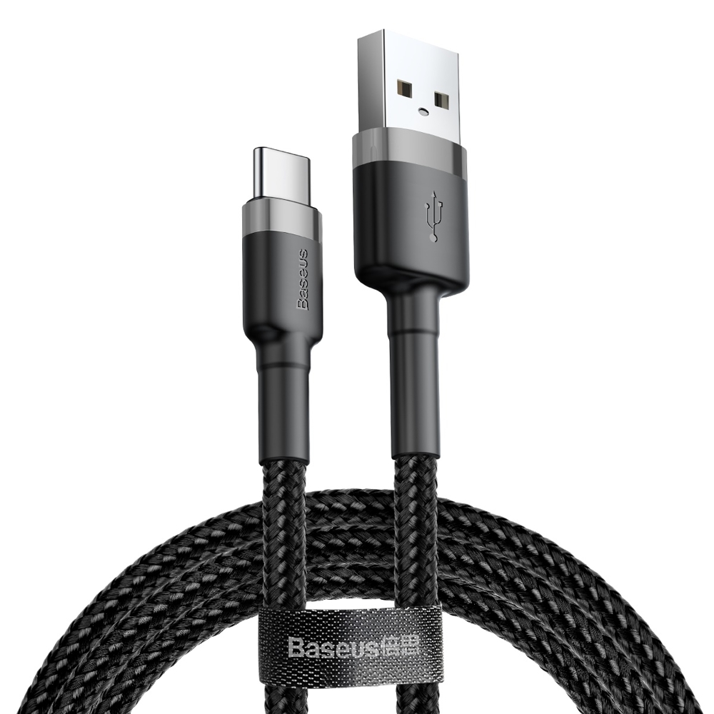 Baseus Cafule USB till USB-C Kabel, 3A, 1m - Grå/Svart