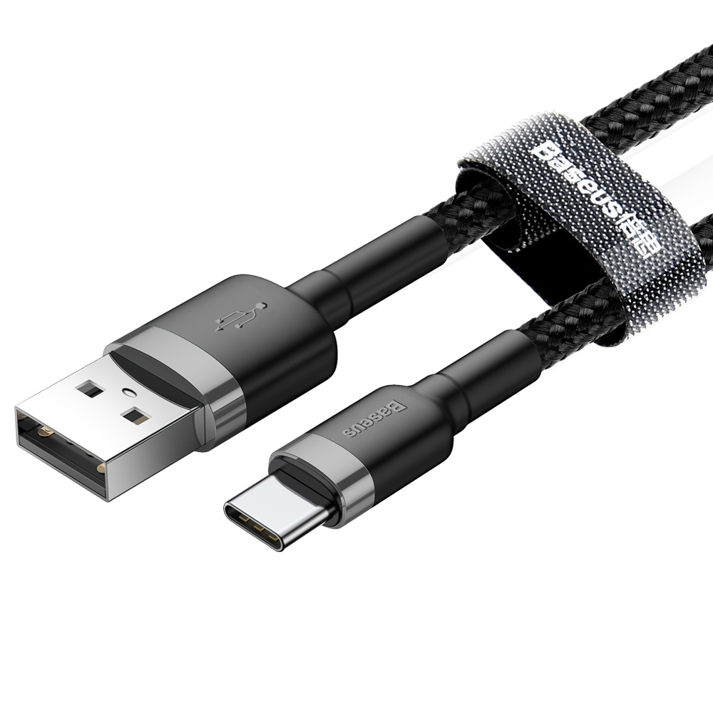 Baseus Cafule USB till USB-C Kabel, 3A, 1m - Grå/Svart - 2