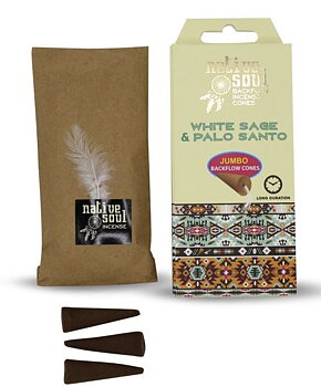 Backflow  Rökelsekoner - Native Soul White Sage / Palo Sant - Jumbo Size