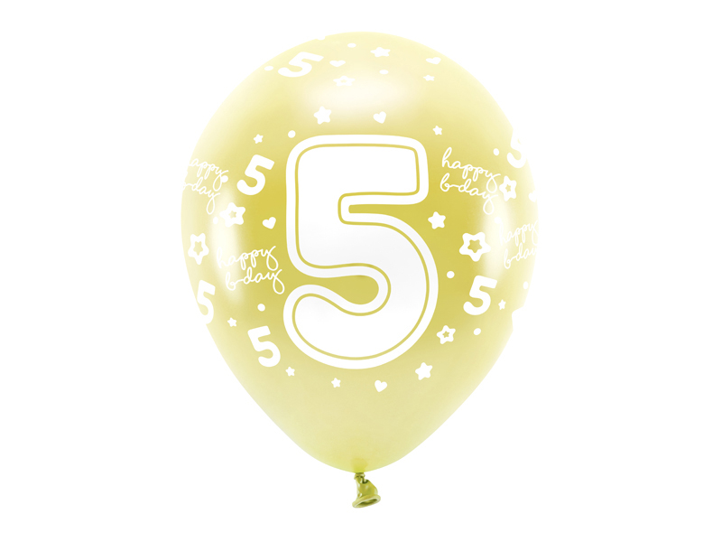 Gul ballon med tallet 5