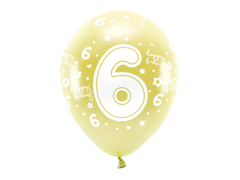 Gul ballon med tallet 6