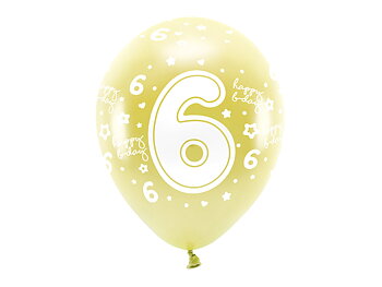 Gul ballon med tallet 6