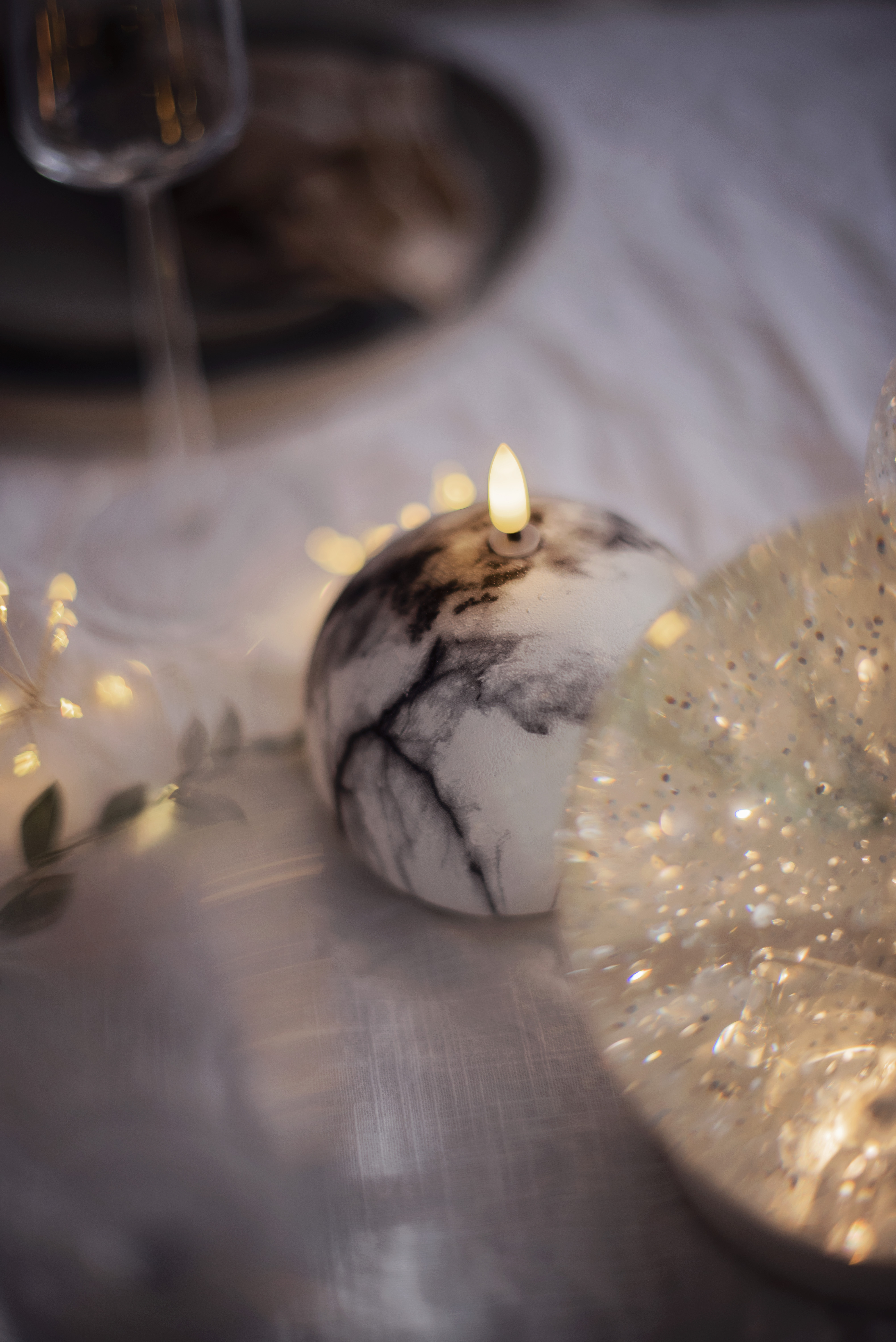 LED Block Light - Battery Light - Marble - Sphere