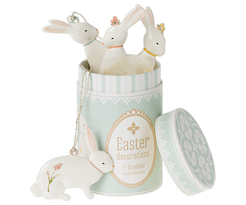 Påskdekoration Easter bunny ornaments 5 st - Maileg