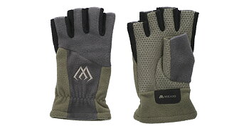 Mikado Fleece Gloves Half Finger - Grey & Green