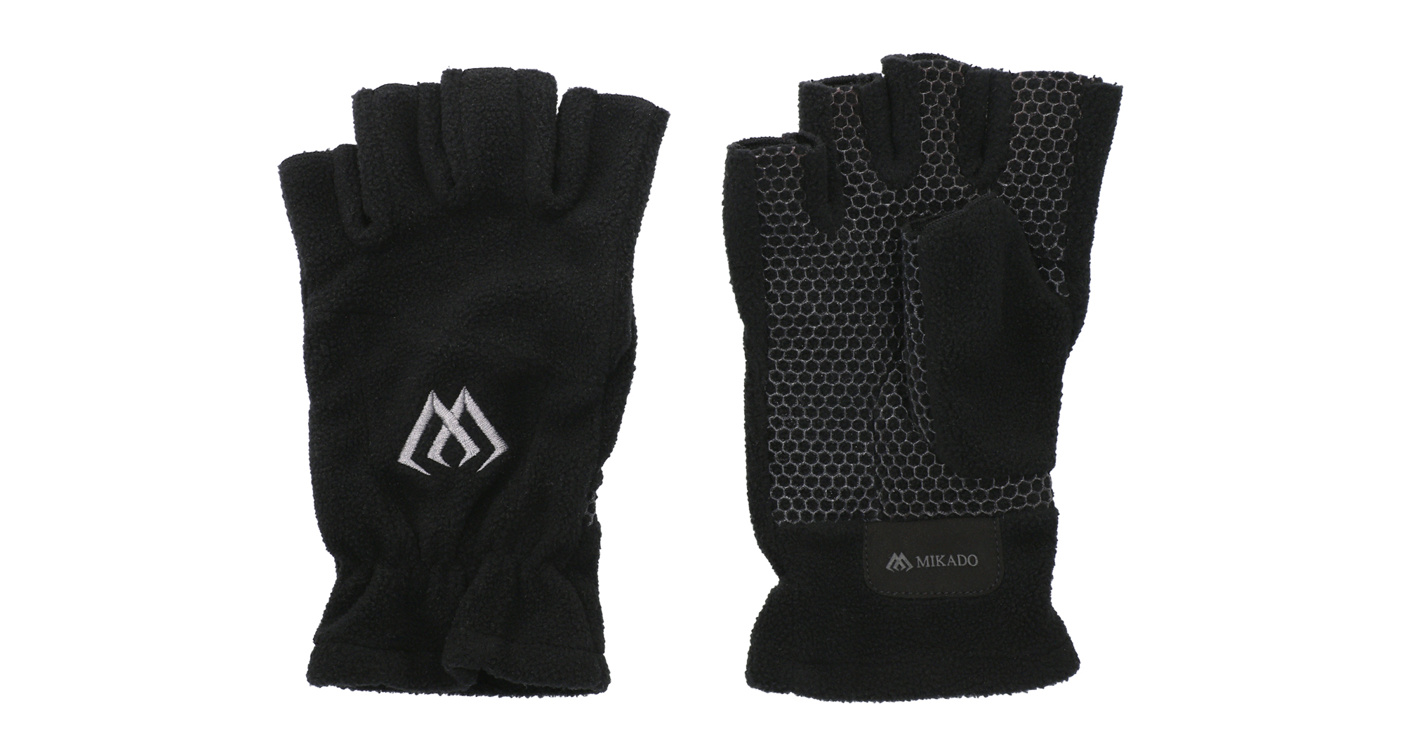 Mikado Fleece Gloves Half Finger - Black & Grey