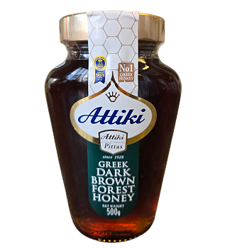 attiki, dark brown forest honey 500g