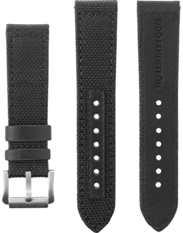 202401 Sjöö Sandström svart canvas band med C-spänne 22 mm