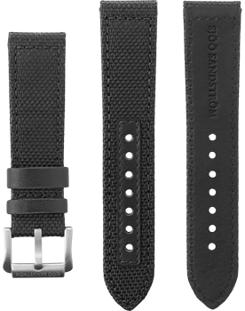 202401 Sjöö Sandström svart canvas band med C-spänne 22 mm