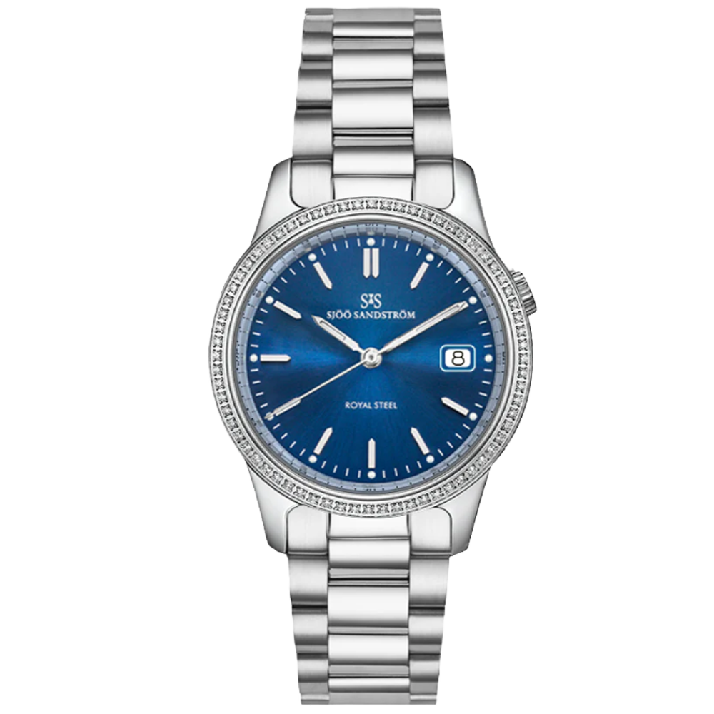 007990 Sjöö Sandström Royal Steel Classic 32 blå diamantkrans