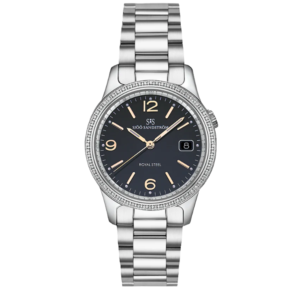 007792 Sjöö Sandström Royal Steel Classic 32 svart rosé diamantkrans