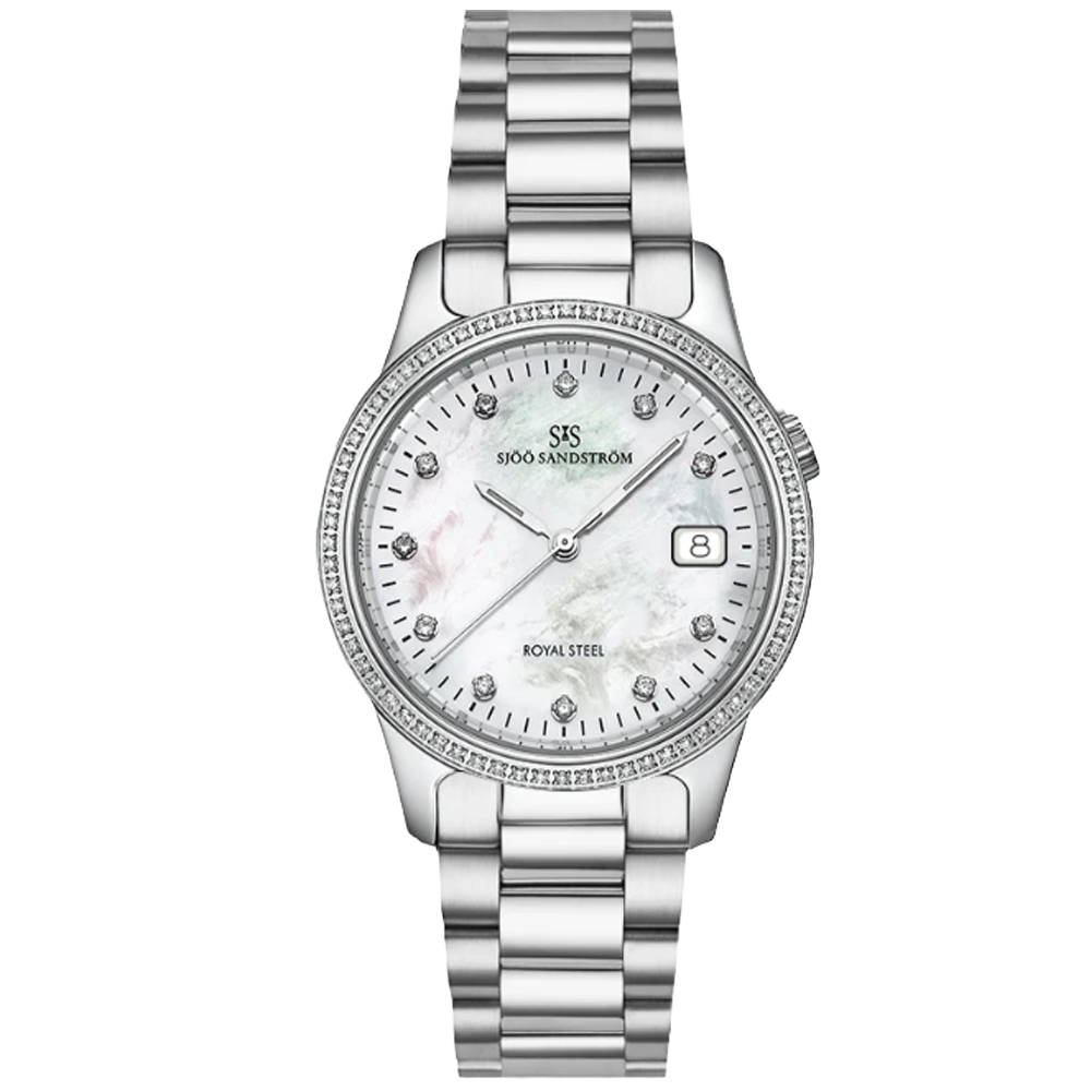 007839 Sjöö Sandström Royal Steel Classic 32 pärlemor diamantindex och diamantkrans