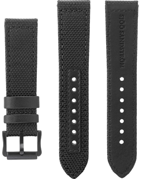 202449 Sjöö Sandström svart canvas band med svart C-spänne 22 mm