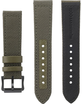 202418 Sjöö Sandström grönt canvas band med svart C-spänne 22 mm