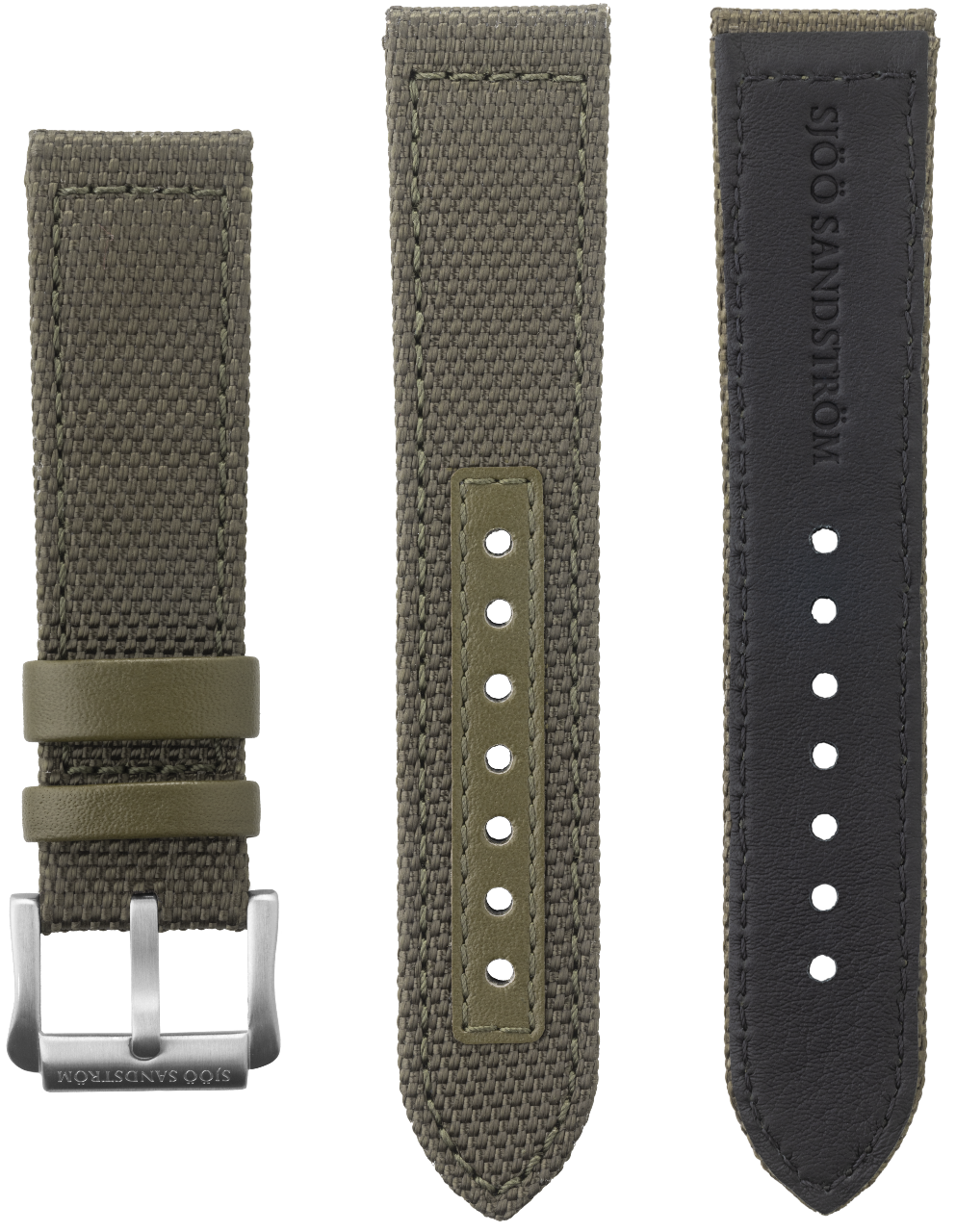 202401 Sjöö Sandström 202401 Sjöö Sandström grönt vävt band med C-spänne 22 mm