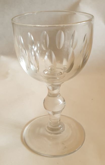  Liqueur glass olive cut baluster stem