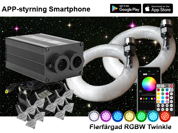 Stjärnhimmelpaket 12W RGBW Twinkle APP 7kvm