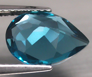 Piedra preciosa de topacio azul de Londres natural genuino en forma de gota de lujo de 2,70 quilates - 2