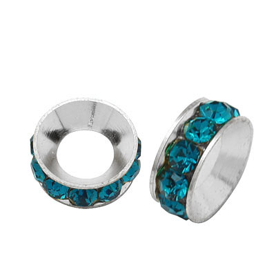Bead / pendant- rondelle rhinestones turqouise