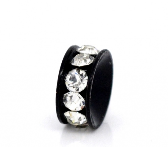 Bead / pendant- rondelle rhinestones  black