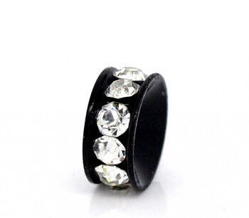 Bead / pendant- rondelle rhinestones  black