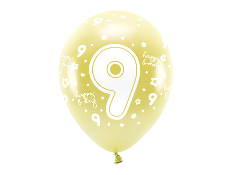 Gul ballon med tallet 9