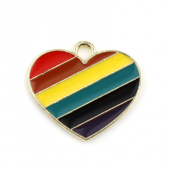 Charm ,  Enameld  heart, pride stripes