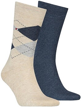2-Pack Tommy Hilfiger Check Herr, Beige Melange