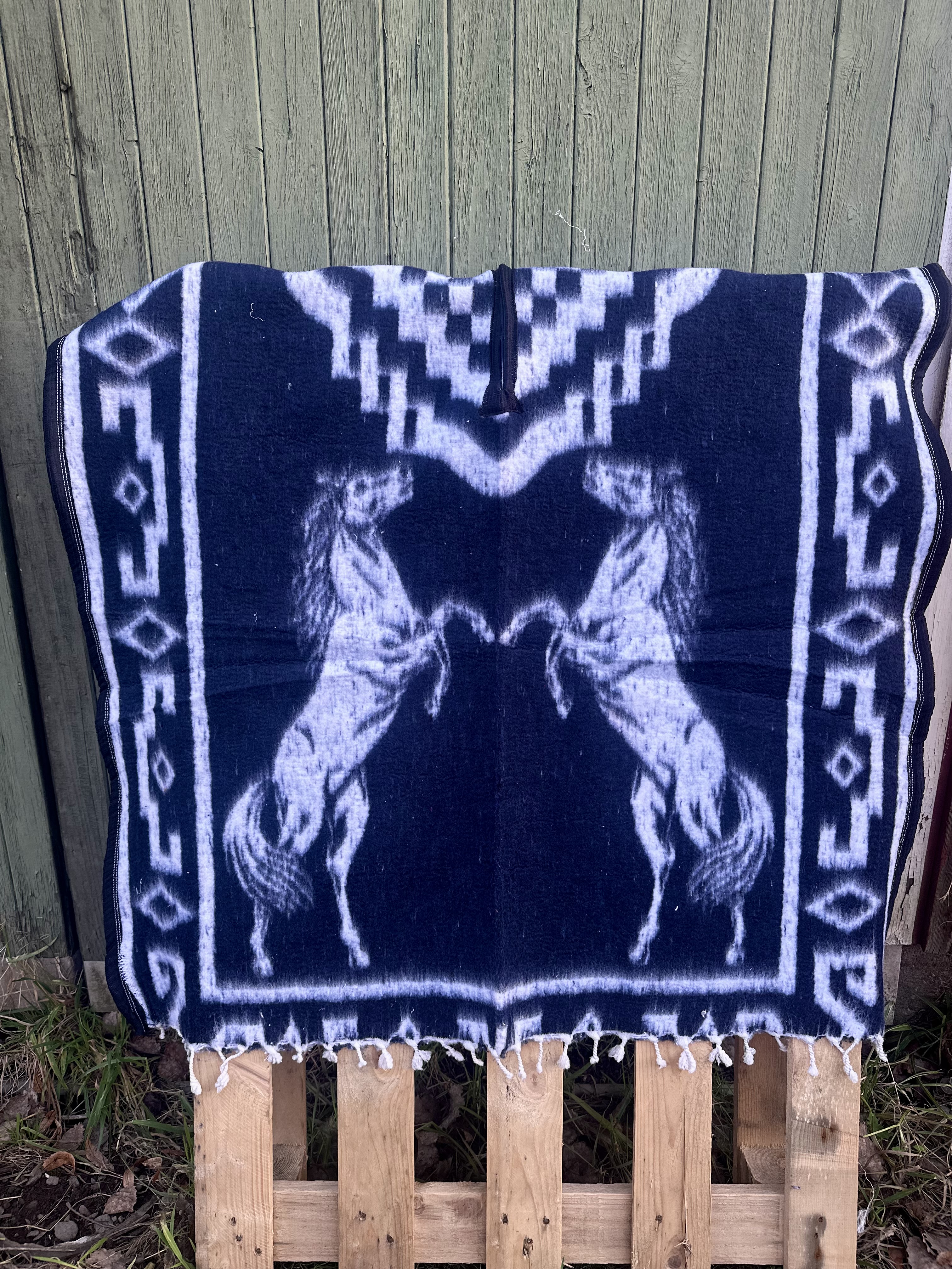 Poncho hästar och boots blå - 2