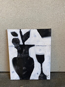 Såld "Blanc et noir"/ petite 2, tavla akryl orginal