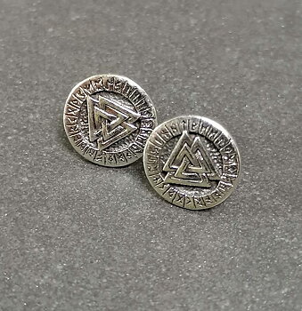 Silver Valknut stiftörhänge med Runor